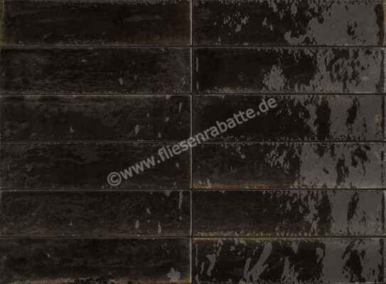 Marazzi Lume Black 6x24 cm Dekor Wand Glänzend Leicht Strukturiert Lux M6RP | 161151