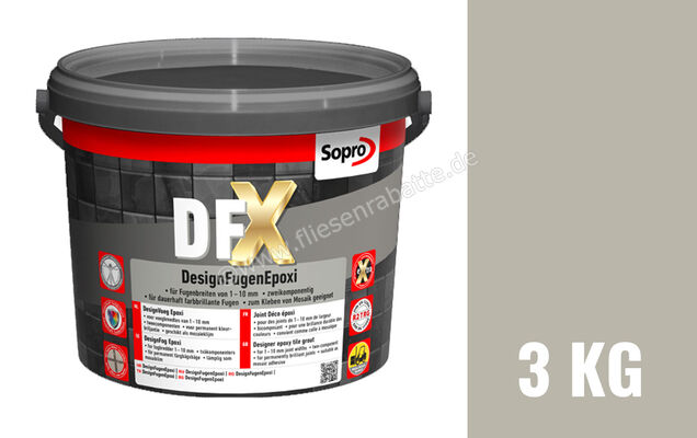 Sopro Bauchemie DFX DesignFugenEpoxi Fugenmörtel 3 kg Eimer Grau 15 6HJ5601503 (1205-03) | 183621