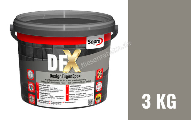  Sopro Bauchemie DFX DesignFugenEpoxi Fugenmörtel 3 kg Eimer Steingrau 22 6HJ5602203 (1207-03) | 183657