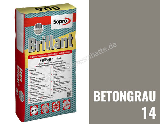 Sopro Bauchemie Brillant PerlFuge Fugenmörtel Mit Perleffekt 15 kg Sack Betongrau 805-15 | 201464