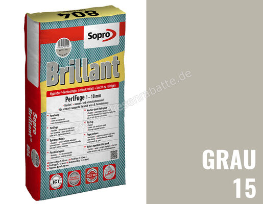 Sopro Bauchemie Brillant PerlFuge Fugenmörtel Mit Perleffekt 15 kg Sack Grau 15 6SD5601515 (804-15) | 201467