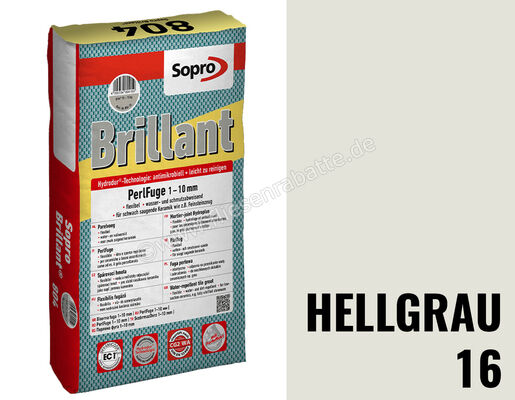 Sopro Bauchemie Brillant PerlFuge Fugenmörtel Mit Perleffekt 15 kg Sack Hellgrau 16 6SE5601615 (802-15) | 201470