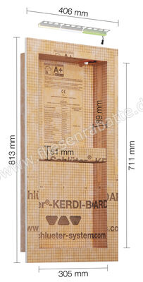 Schlüter Systems KERDI-BOARD-NLT Nische und Ablagefläche für Wandbereiche mit Beleuchtung 305x711x89 mm RGB+Weiß Höhe: 711 mm Breite: 305 mm KB12NLTP3AE9 | 216478
