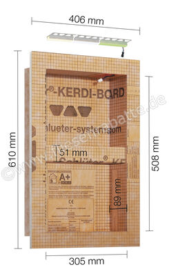 Schlüter Systems KERDI-BOARD-NLT Nische und Ablagefläche für Wandbereiche mit Beleuchtung 305x508x89 mm RGB+Weiß Höhe: 508 mm Breite: 305 mm KB12NLTP2AE9 | 216520