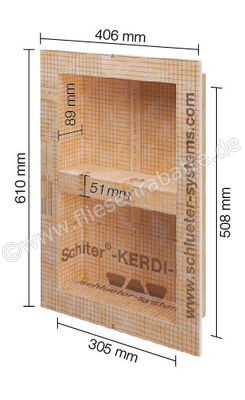 Schlüter Systems KERDI-BOARD-N Nische und Ablagefläche für Wandbereiche 305x508x89 mm Höhe: 508 mm Breite: 305 mm KB12N305508A1 | 216607