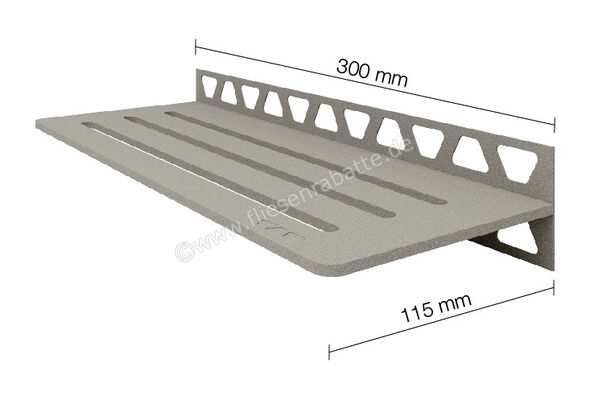 Schlüter Systems SHELF-W-S1 Wand-Ablagesystem Wave Aluminium TSSG - strukturbeschichtet steingrau Höhe: 300 mm Breite: 87 mm SWS1D10TSSG | 218935