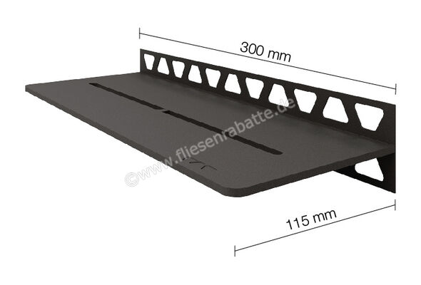 Schlüter Systems SHELF-W-S1 Wand-Ablagesystem Pure Aluminium TSDA - strukturbeschichtet dunkelanthrazit Höhe: 300 mm Breite: 87 mm SWS1D7TSDA | 219592