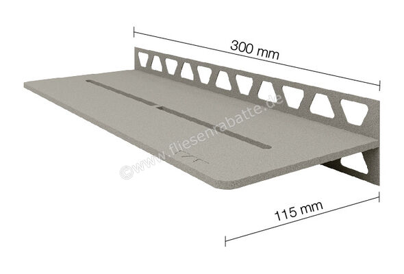 Schlüter Systems SHELF-W-S1 Wand-Ablagesystem Pure Aluminium TSSG - strukturbeschichtet steingrau Höhe: 300 mm Breite: 87 mm SWS1D7TSSG | 219601