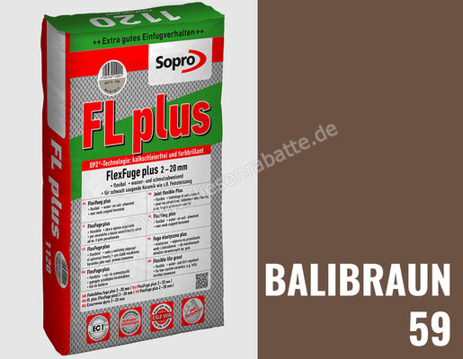 Sopro Bauchemie FL plus Fugenmörtel Flexfuge Plus 2-20 Mm 5kg Beutel Balibraun 59 6SF5605905 (1128-05) | 222319