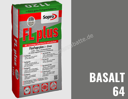 Sopro Bauchemie FL plus Fugenmörtel Flexfuge Plus 2-20 Mm 15 kg Sack Basalt 64 6SF5606415 (1125-15) | 222322