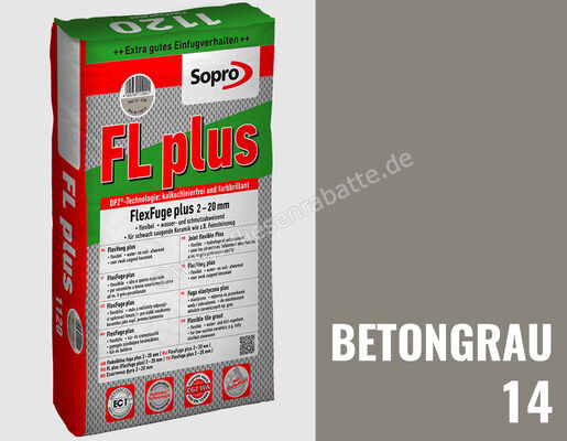 Sopro Bauchemie FL plus Fugenmörtel Flexfuge Plus 2-20 Mm 15 kg Sack Betongrau 14 6SF5601415 (1121-15) | 222328