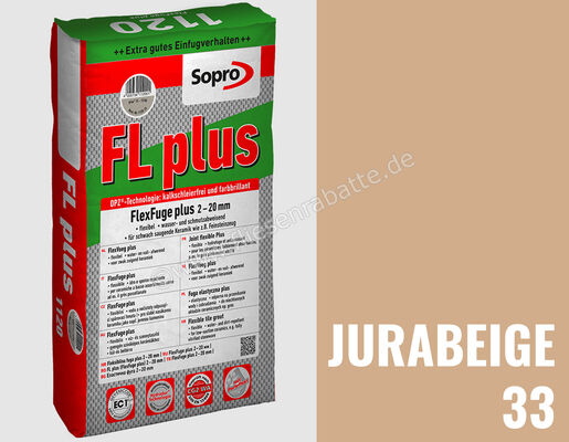 Sopro Bauchemie FL plus Fugenmörtel Flexfuge Plus 2-20 Mm 15 kg Sack Jurabeige 33 6SF5603315 (1130-15) | 222358