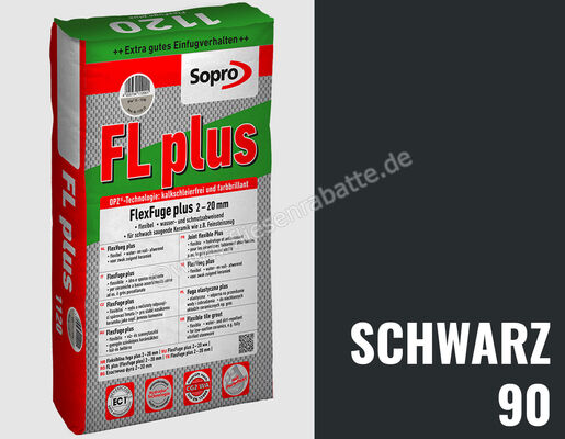 Sopro Bauchemie FL plus Fugenmörtel Flexfuge Plus 2-20 Mm 15 kg Sack Schwarz 90 6SF5609015 (1124-15) | 222370