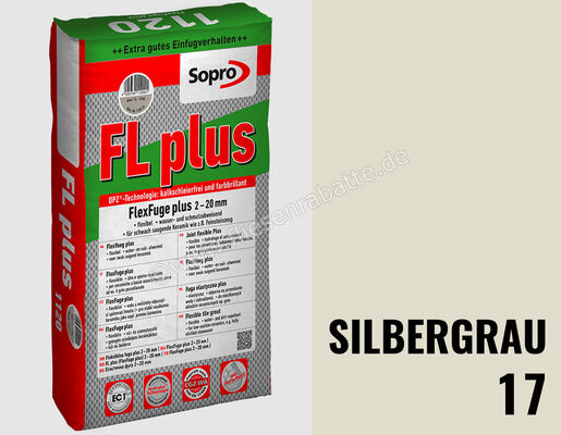 Sopro Bauchemie FL plus Fugenmörtel Flexfuge Plus 2-20 Mm 15 kg Sack Silbergrau 17 6SF5601715 (1126-15) | 222376