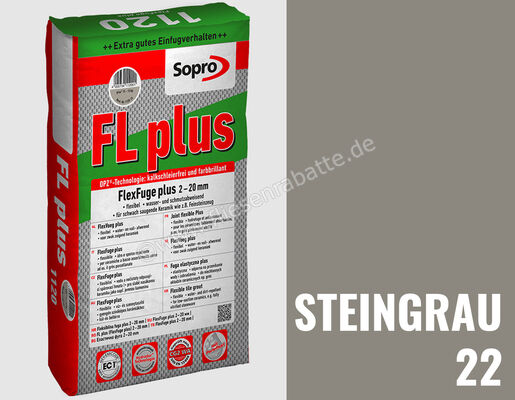 Sopro Bauchemie FL plus Fugenmörtel Flexfuge Plus 2-20 Mm 15 kg Sack Steingrau 22 6SF5602215 (1127-15) | 222382