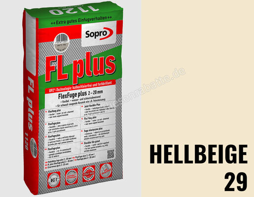 Sopro Bauchemie FL plus Fugenmörtel Flexfuge Plus 2-20 Mm 15 kg Sack Hellbeige 29 6SF5602915 (1132-15) | 222400