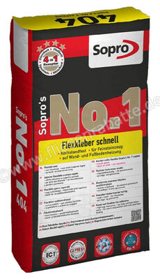 Sopro Bauchemie No.1 Flexkleber Schnell 25 kg Sack Grau 7740425 (404-21) | 222436