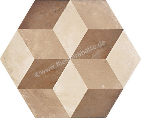 Marca Corona Terra Cubo Esagona Vers. C 21.6x25 cm Dekor Matt Eben Naturale 0399 | 223614