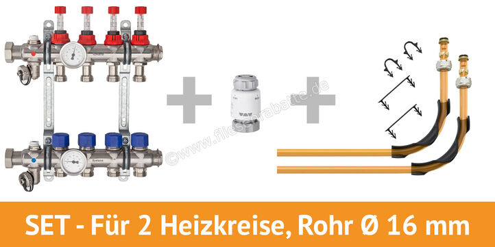 Schlüter Systems BEKOTEC-EN P/PF Anschlusspaket für 2 Heizkreise, Rohr Ø 16 mm für 2 Heizkreise, Rohr Ø 16 mm BT2AS16 | 225713