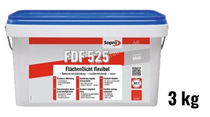 Sopro Bauchemie FDF- FlächenDicht flexibel Abdichtung Flexibel 3 kg Eimer Grau 7752503 (525-46) | 244276