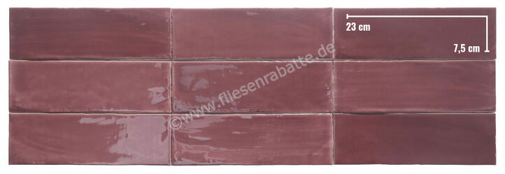 Dune Ceramica Tabarca Granate 7.5x23 cm Wandfliese Glänzend Strukturiert Gloss 188261 | 246667