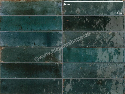 Marazzi Lume Blue 6x24 cm Dekor Wand Glänzend Leicht Strukturiert Lux M6RR | 246706
