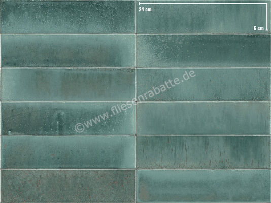 Marazzi Lume Turquoise 6x24 cm Dekor Wand Glänzend Leicht Strukturiert Lux MA9N | 246730