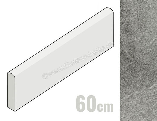 Imola Ceramica X-Rock Grey G 6x60 cm Sockel Matt Strukturiert Naturale X-ROCK BT60G | 256078