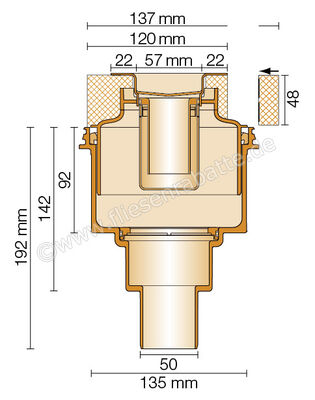 Schlüter Systems KERDI-LINE-V 50 G2 Rinnenkörper für Duschrinne Linienentwässerung Ablauf DN 50 vertikal 140cm Edelstahl V4A Höhe: 48 mm Länge: 1,4 m KLV50G2E140 | 276214