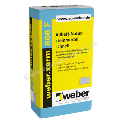 Weber Saint-Gobain weber.xerm 866 F Allbett-Natursteinmörtel, schnell 20 kg Papiersack grau 101152 | 277075