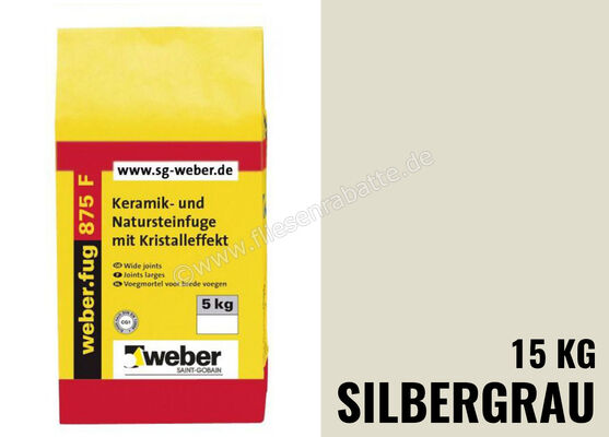 Weber Saint-Gobain weber.fug 875 F Keramik- und Natursteinfuge mit Kristalleffekt 15 kg Papiersack silbergrau 300048 | 279901
