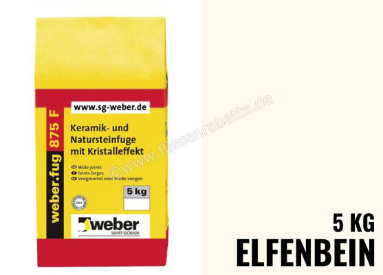 Weber Saint-Gobain weber.fug 875 F Keramik- und Natursteinfuge mit Kristalleffekt 5 kg Folienbeutel elfenbein 353470 | 279907