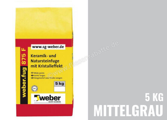  Weber Saint-Gobain weber.fug 875 F Keramik- und Natursteinfuge mit Kristalleffekt 5 kg Folienbeutel mittelgrau 353475 | 279919
