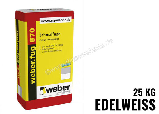 Weber Saint-Gobain weber.fug 870 Schmalfuge 25 kg Papiersack edelweiß 100053 | 279994