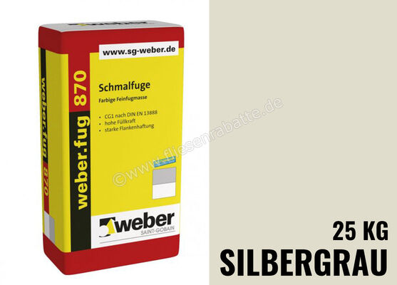 Weber Saint-Gobain weber.fug 870 Schmalfuge 25 kg Papiersack silbergrau 100069 | 280000