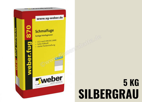 Weber Saint-Gobain weber.fug 870 Schmalfuge 5 kg Folienbeutel silbergrau 353447 | 280006