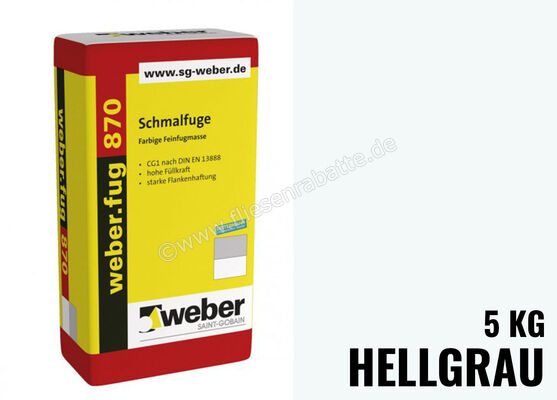  Weber Saint-Gobain weber.fug 870 Schmalfuge 5 kg Folienbeutel hellgrau 353453 | 280015