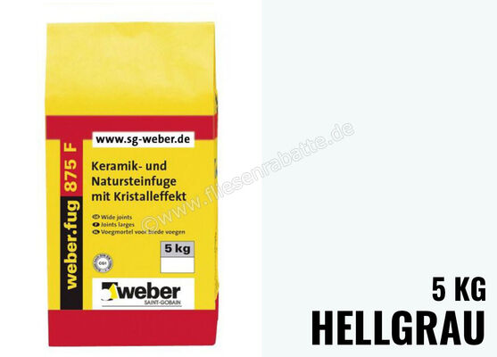 Weber Saint-Gobain weber.fug 875 F Keramik- und Natursteinfuge mit Kristalleffekt 5 kg Folienbeutel hellgrau 353471 | 280054