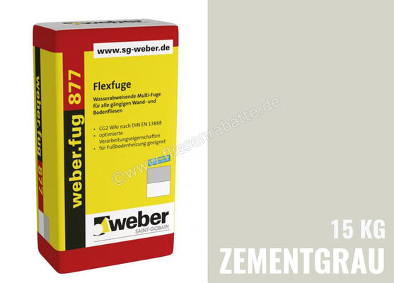 Weber Saint-Gobain weber.fug 877 Flexfuge 15 kg Papiersack zementgrau 268342 | 280108