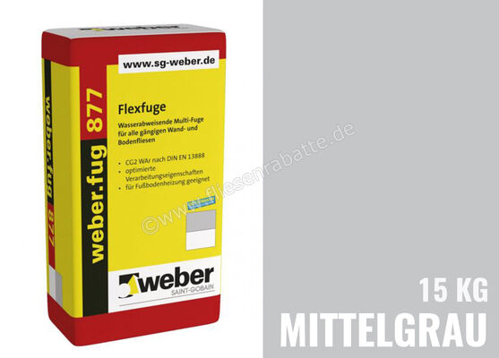 Weber Saint-Gobain weber.fug 877 Flexfuge 15 kg Papiersack mittelgrau 268343 | 280111