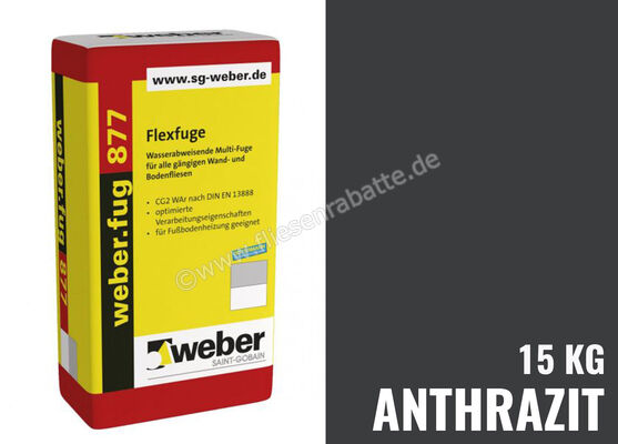 Weber Saint-Gobain weber.fug 877 Flexfuge 15 kg Papiersack anthrazit 268345 | 280117
