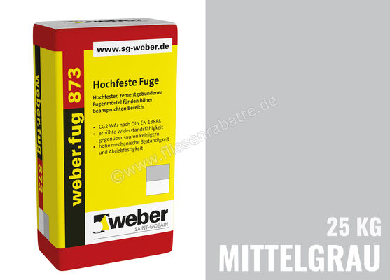  Weber Saint-Gobain weber.fug 873 Hochfeste Fuge 25 kg Papiersack mittelgrau 100092 | 280318