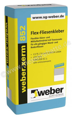 Weber Saint-Gobain weber.xerm 852 Flexkleber Flex-Fliesenkleber und Natursteinkleber S1 25 kg Foliensack grau 101128 | 287100