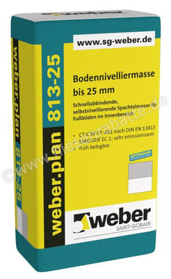 Weber Saint-Gobain weber.plan 813-25 Bodenspachtelmasse Schnellabbindend, selbstnivellierend 25 kg Papiersack grau 110216 | 287106