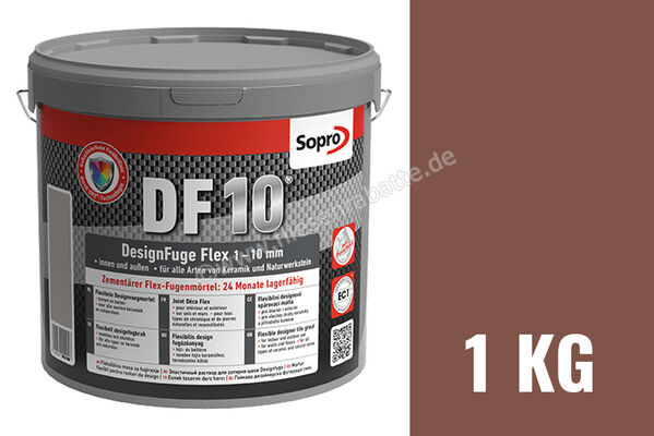 Sopro Bauchemie DesignFuge Flex DF10 Fugenmörtel 1 kg Eimer Kastanie 50 1067-01 (1067-01) | 300864