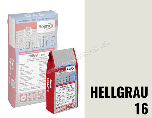 Sopro Bauchemie Saphir 5 Perlfuge Fugenmörtel Mit Perleffekt 5 kg Beutel Hellgrau 911-05 | 301143