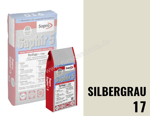 Sopro Bauchemie Saphir 5 Perlfuge Fugenmörtel Mit Perleffekt 5 kg Beutel Silbergrau 6SU5601705 (912-05) | 301149