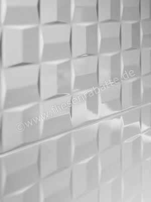 Marazzi Absolute White White 25x76 cm Wandfliese Struttura Cube 3D Seidenmatt Strukturiert Satinato M021 | 305242
