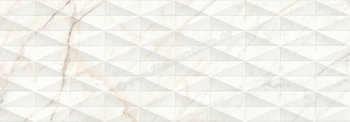 Marazzi Allmarble Wall Golden White 40x120 cm Wandfliese Struttura Pavé 3D Glänzend Strukturiert Lux M71S | 329378