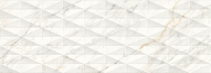 Marazzi Allmarble Wall Golden White 40x120 cm Wandfliese Struttura Pavé 3D Glänzend Strukturiert Lux M71S | 329384
